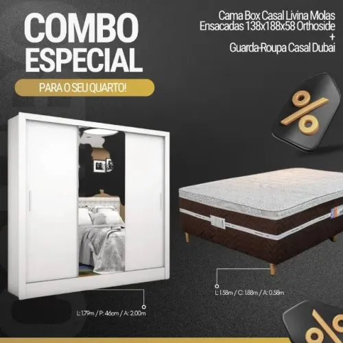 Guarda Roupa + Cama - Combo Quarto Receba Hoje Frete Grátis
