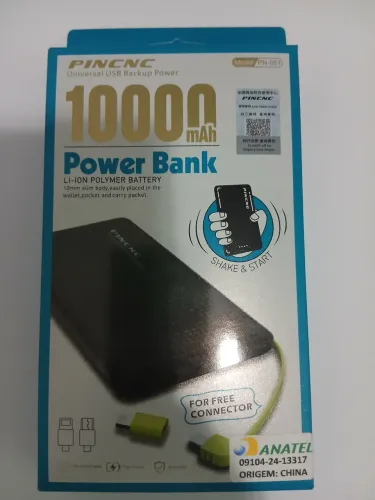Carregador portátil para celular 10.000 mAh power bank ótima autonomia de recarga