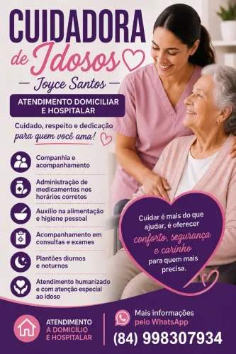 Cuidadora de Idosos e Acompanhante de Pacientes - Plantões