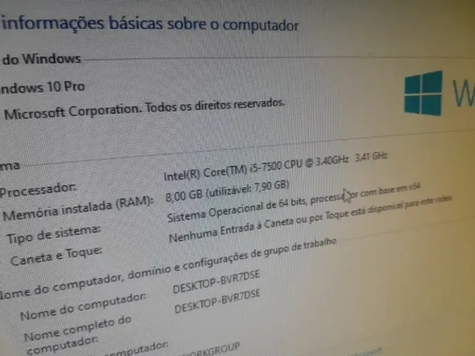 i5 7ª geração - 4GB memória DDR4 - SSD 240GB