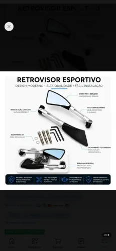 Retrovisor Tipo Rizoma Esportivo , lente azul