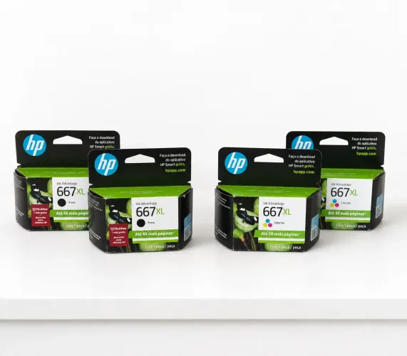 Combo 4 cartuchos de tinta para impressora HP 667xl Advantage. (2 pretos, 2 coloridos)