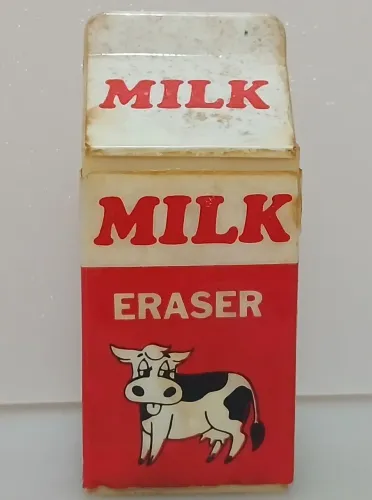 borracha de lápis da década de 1980 caixa de leite eraser 