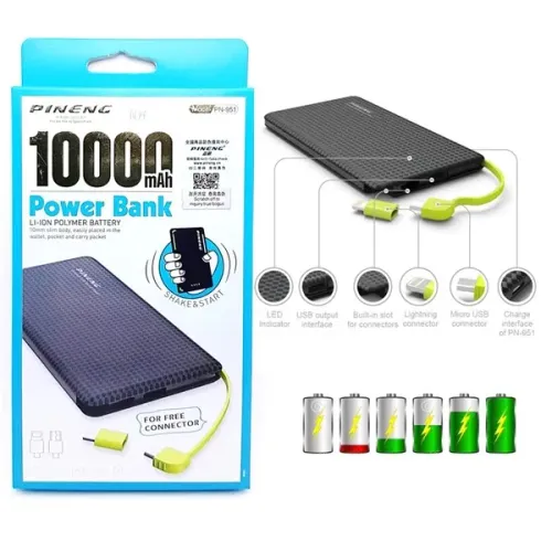 POWERBANK PINENG 10000MAH PN-951 V8/RELÂMPAGO