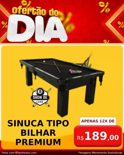 Sinuca Tipo Bilhar Premium Preta 