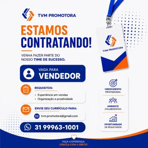 Hoje a TVM Promotora está de portas abertas para receber novos talentos!!