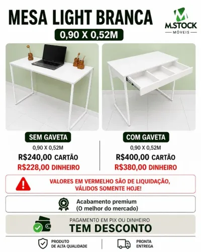 escrivaninha mesa branca com pés de aço