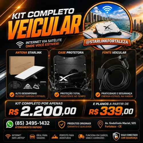 Chegou a hora de você ter sua Internet em qualquer lugar. Kit completo Starlink