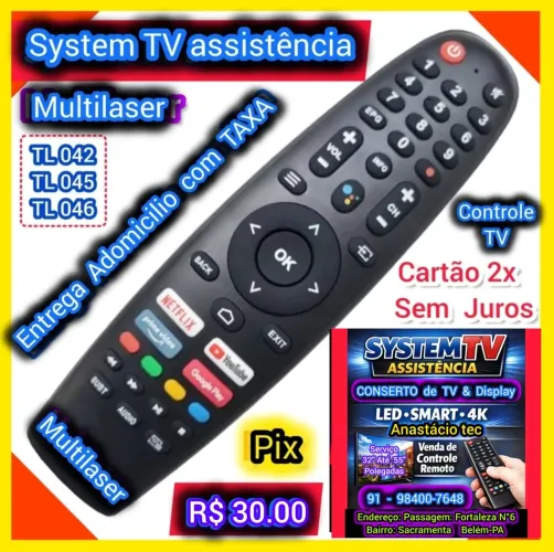 Controle TV MULTILASER