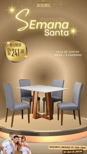 Conjunto de jantar 4 cadeiras madeira maciça 