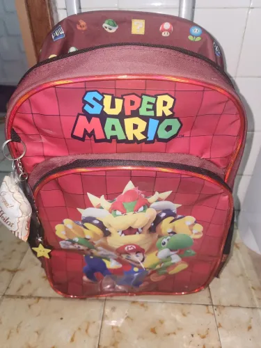 Mochila infantil de rodinhas super mario bros