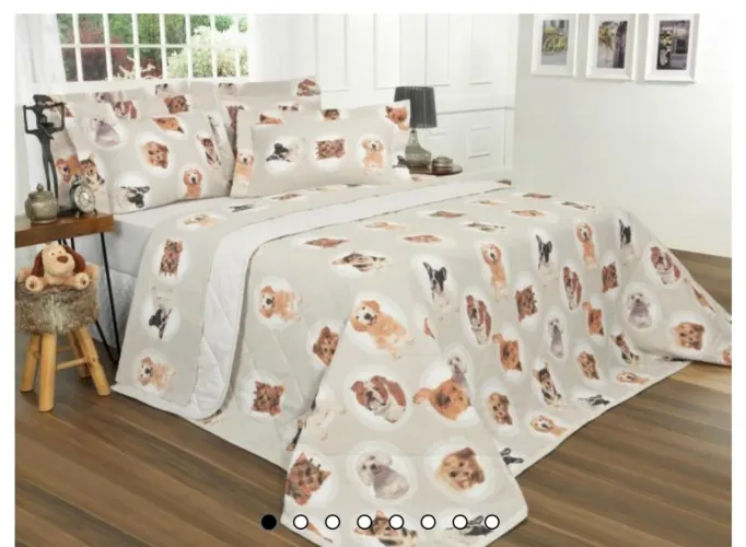Kit cobre leito queen + 2 fonhas estampa Pet, dog