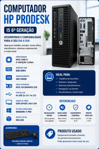 CPU i5 6ª com SSD240Gb e com 8GB DDR4?