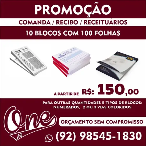 COMANDA, RECIBO E RECEITUARIO 