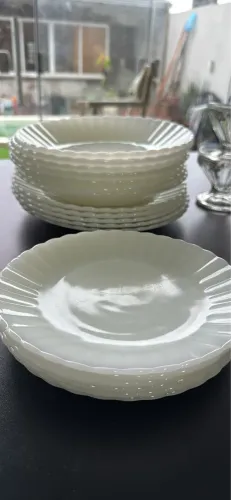 Conjunto de pratos de vidro opalino vintage da marca Termo Rey