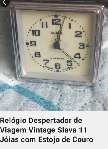Relógio Despertador de Viagem Vintage Slava 11 Jóias USSR