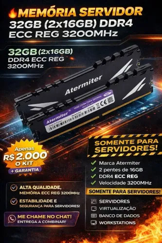 MEMÓRIA SERVIDOR 32GB (2x16GB) DDR4 ECC REG 3200MHz - ALTA PERFORMANCE!