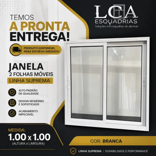 Janela 2 folhas 1.00x1.00 linha suprema branca