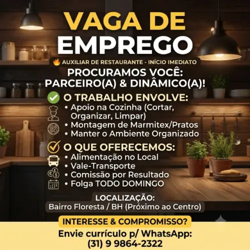 Contratamos Auxiliar de Restaurante