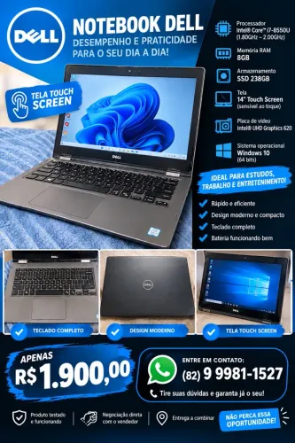 Notebook Dell Inspiron 5379 2 em 1 - tela touch