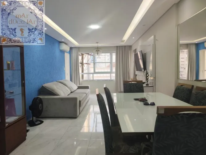 Apartamento Exclusivo com Vista Mar Lateral e 2 Dormitórios em São Vicente - Itararé 103m²