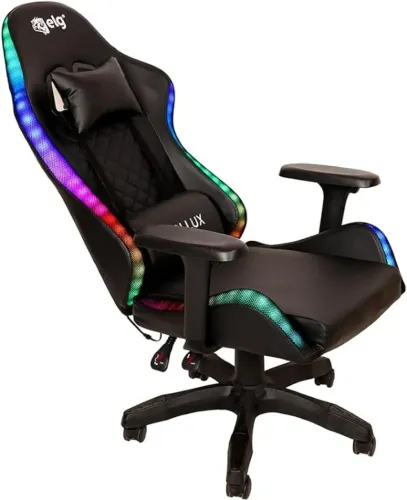 Cadeira Gamer Ergonômica Pollux, Braço 3D, Inclinação 135º, Suporta 150kg, LED RGB