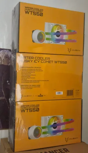water cooler husk icy comet argb 120mm branco amd e intel novo lacrado com nota e garantia