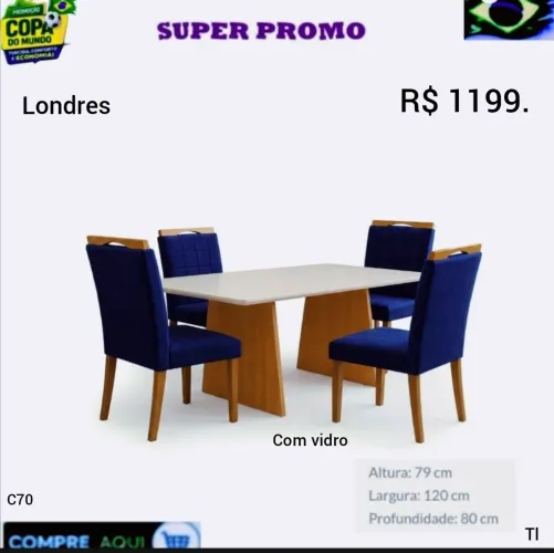 Mesa de sala de jantar nova direto de fábrica