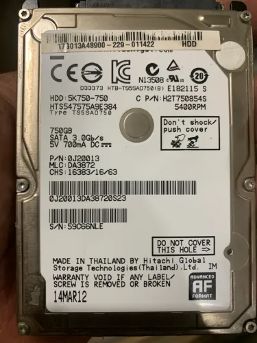 HD 750GB de notebook 