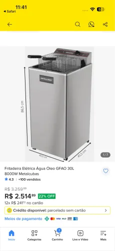 Fritadeira industrial água e óleo 30 l 8000w metalcubas nova