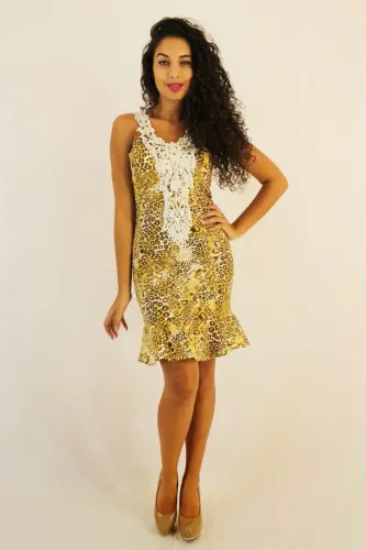Vestido ONÇA AMARELO DOURADO LINDO VIRADA p/M