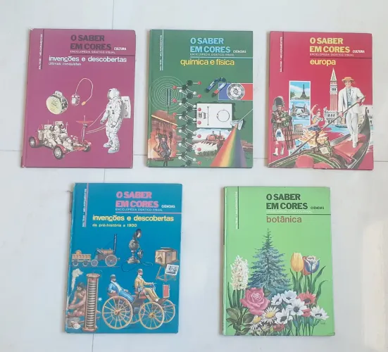 SÃO 5 LIVROS O Saber em Cores Enciclopédia Didático-visual. Capa Dura.