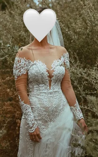 Vestido de Noiva Luxo Sereia em Renda + Véu | Inspirado Hailey Bieber