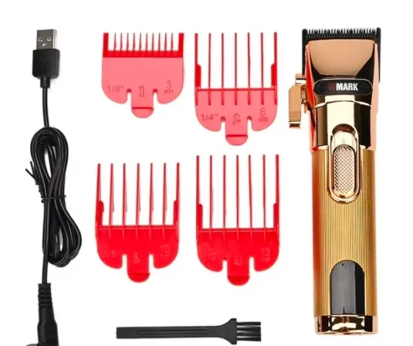 Máquina de cortar cabelo wmark profissional dourada aliança de catraca barbeiro barbearia