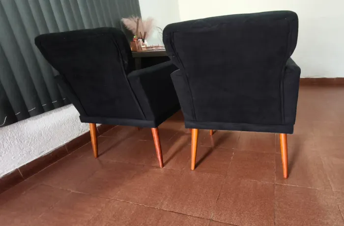 Kit 2 Poltronas cadeira ( preta) 