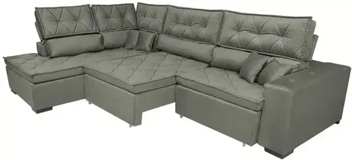 Sofá de Canto Retrátil e Reclinável com Molas Cama inBox Platinum Esquerdo ou direito 3,00