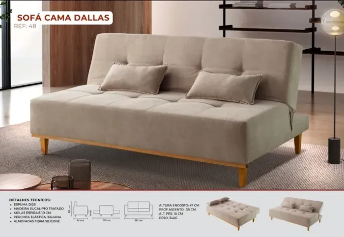 Sofá Cama Elegance Luxo Novo na Caixa - Monta na Hora