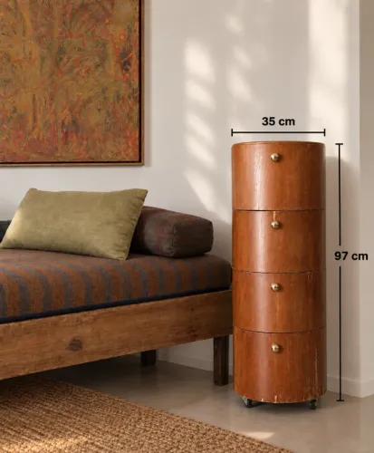 Gaveteiro Cilíndrico Giratório Mid Century