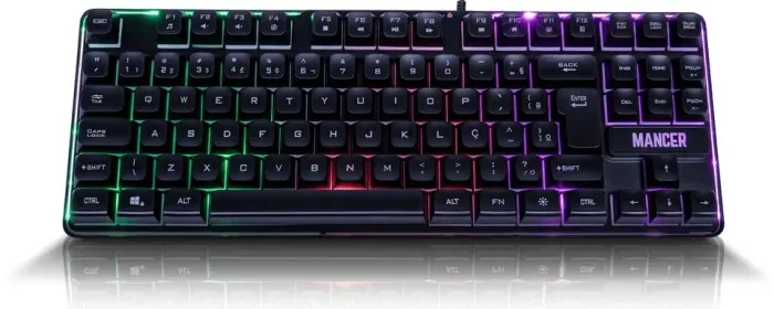 Teclado Gamer Mancer Veyra, Rainbow, ABNT2, Preto, MCR-VYRA-RBW01 Novo Lacrado
