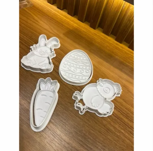 kit 4 Cortadores de Biscoito, produzido em 3D - Tema Páscoa (Conjunto de 4 peças)