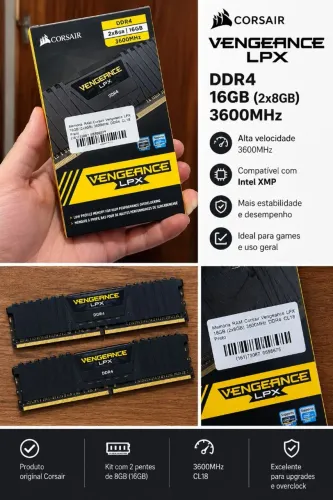Memória RAM Corsair Vengeance LPX 16GB (2x8GB) DDR4 3600MHz