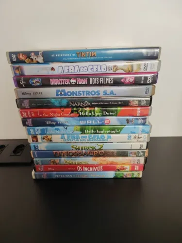 Lote 14 DVDs Infantis Disney Pixar Shrek Era do Gelo Wall-E Monstros S.A.