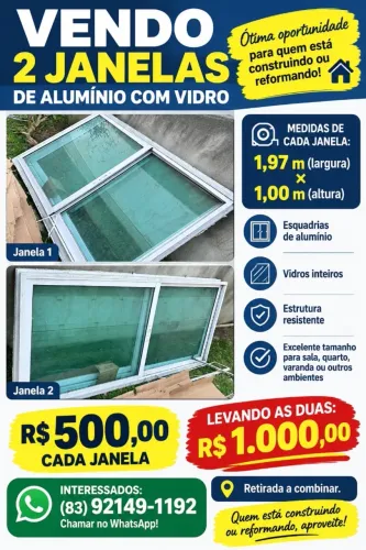 2 janelas de vídeo com alumínio