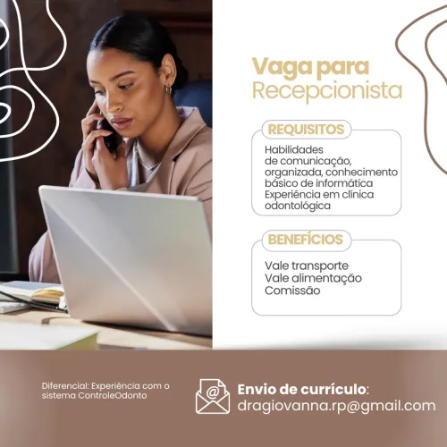 Vaga para Recepcionista - Clínica Odontológica