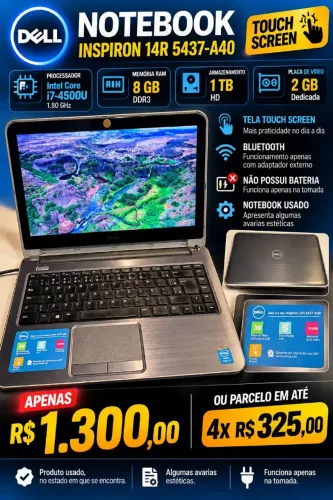 NOTEBOOK DELL INSPIRON i7 (Tela Touch-screen)