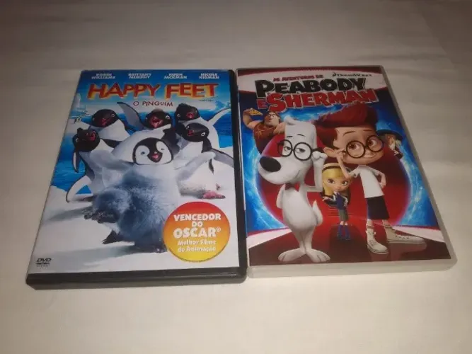 2 Dvds Happy Feet e Peabody e Sherman Excelentes