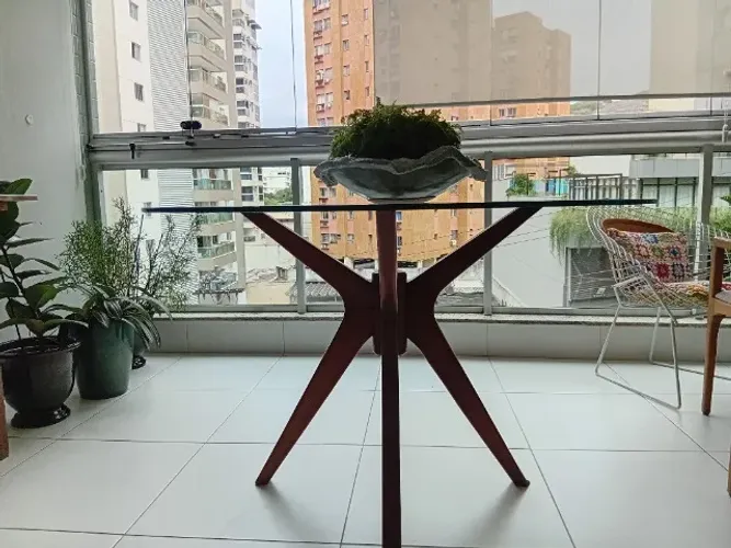 Mesa tampo de vidro da tok stok 