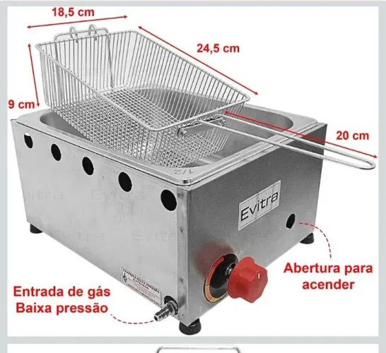Fritadeira profissional à gás Evitra 5 Litros