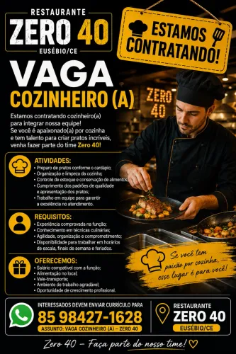 Vaga cozinheiro(a) 