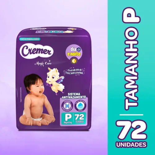 Fralda Cremer tamanho P c/ 72 unidades 